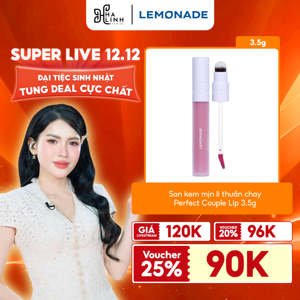 [Võ Hà Linh x Lemonade] Son kem mịn lì thuần chay Lemonade Perfect Couple Lip 3.5g