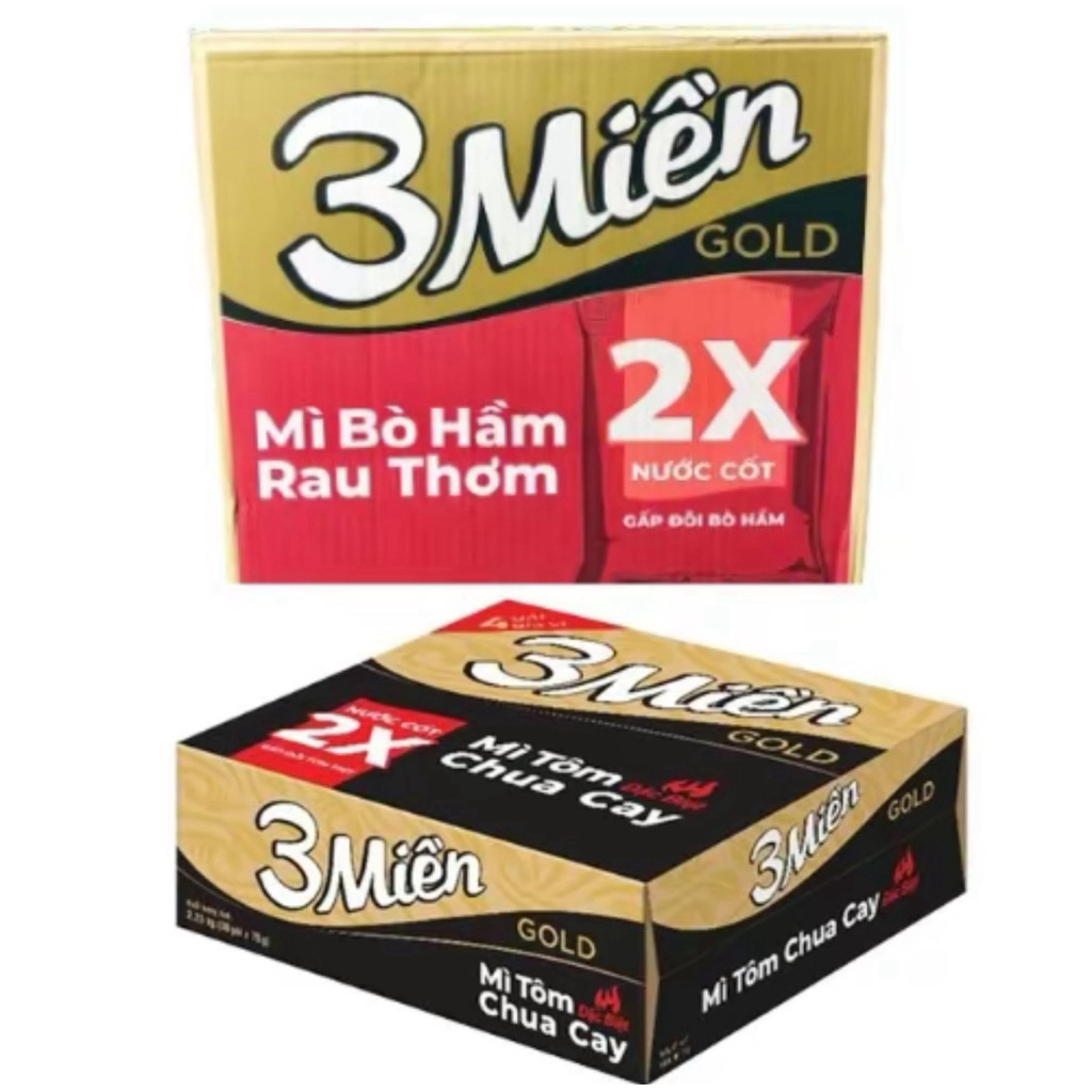 [Chính Hãng] Mì Ba Miền Gold thùng 30gói x 75g DATE MỚI