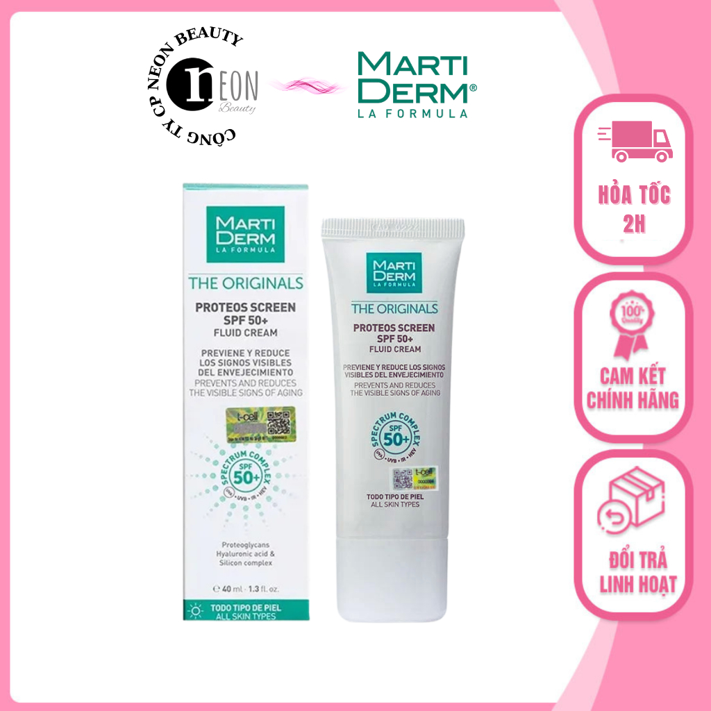 [HÀNG CTY] Kem chống nắng và chống nhăn da MartiDerm the Originals cho da dầu, mụn MartiDerm The Proteos Screen SPF50+
