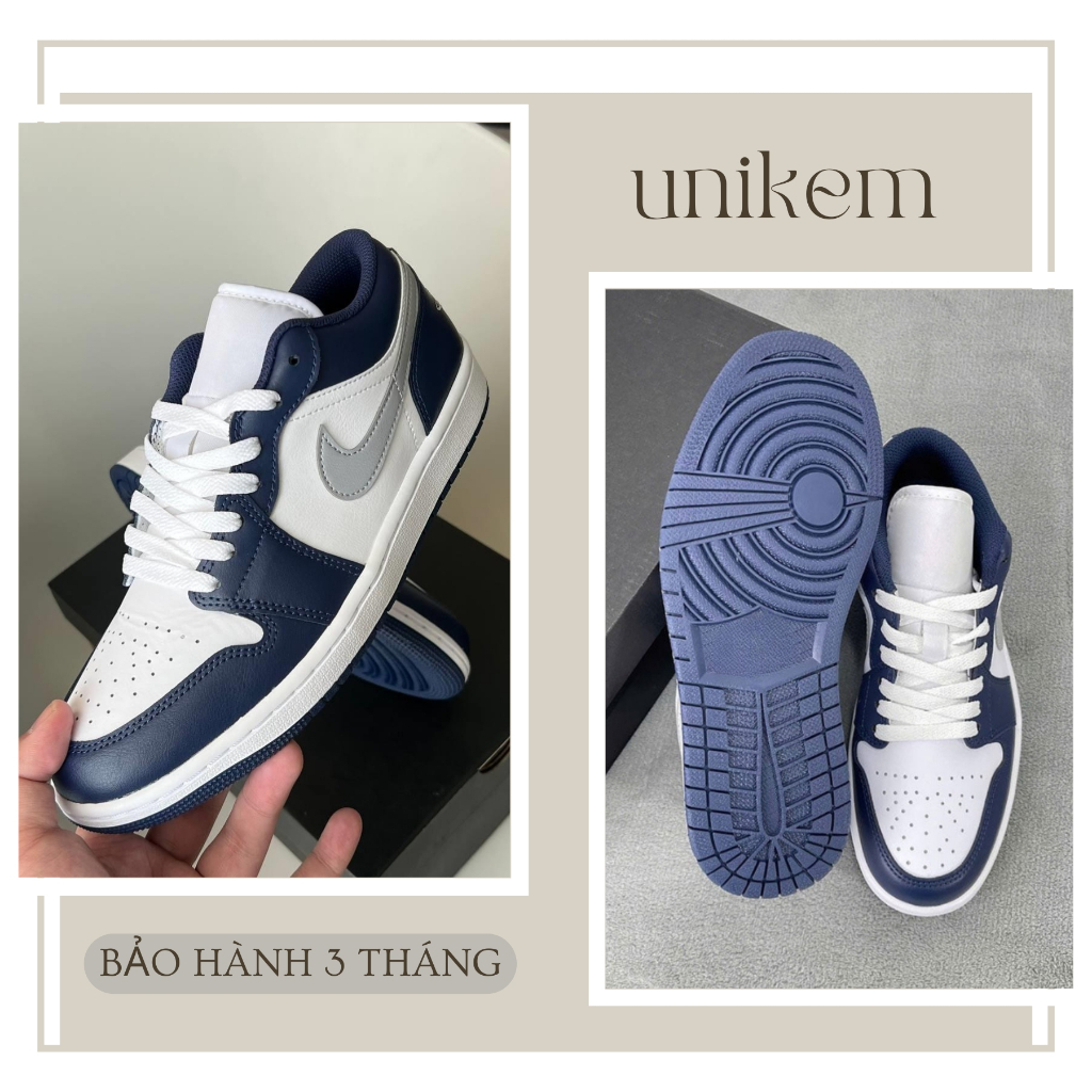 Giày Sneaker Đen Trắng, Giày Thể Thao Xanh Navy Vệt Xám Nam Nữ Đen Trắng