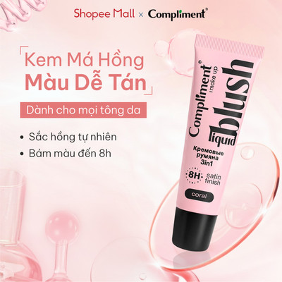 Má Hồng Kem Compliment 3in1 Mịn Lì Tự Nhiên Bền Màu, Lâu Trôi Dễ Tán, Độ Che Phủ Cao 10ml
