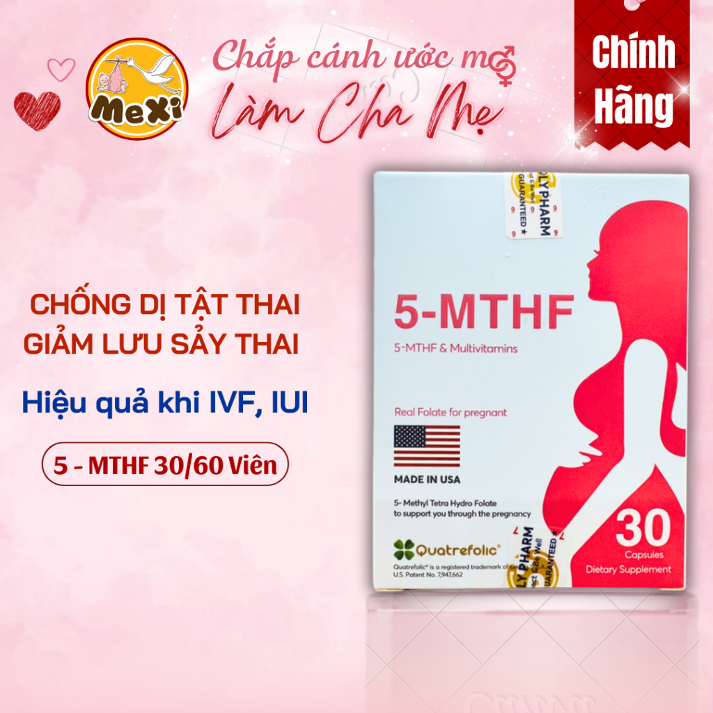 Mẹ Xi 5 MTHF PLUS 30v 60v chống dị tật thai nhi và giảm nguy cơ sảy thai, giảm nguy cơ sinh non
