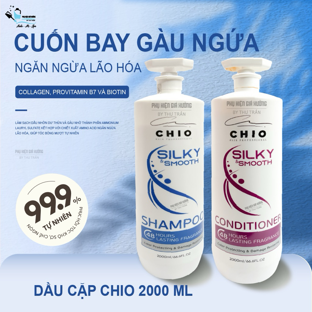 Cặp dầu gội xả Chio organic 2000ml - Nuôi dưỡng tóc mềm mượt - Phụ kiện giá xưởng Thư Trần