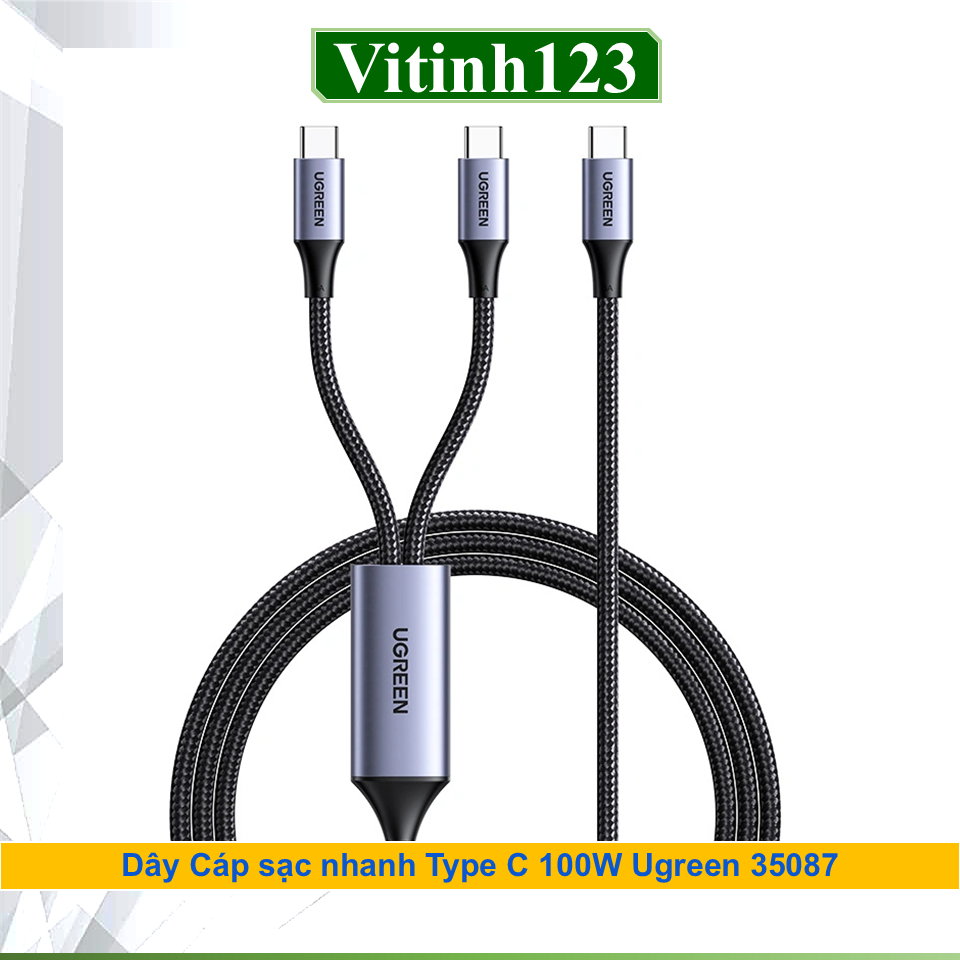 Dây cáp sạc nhanh Type C 100W Ugreen 35087 (2 trong 1)
