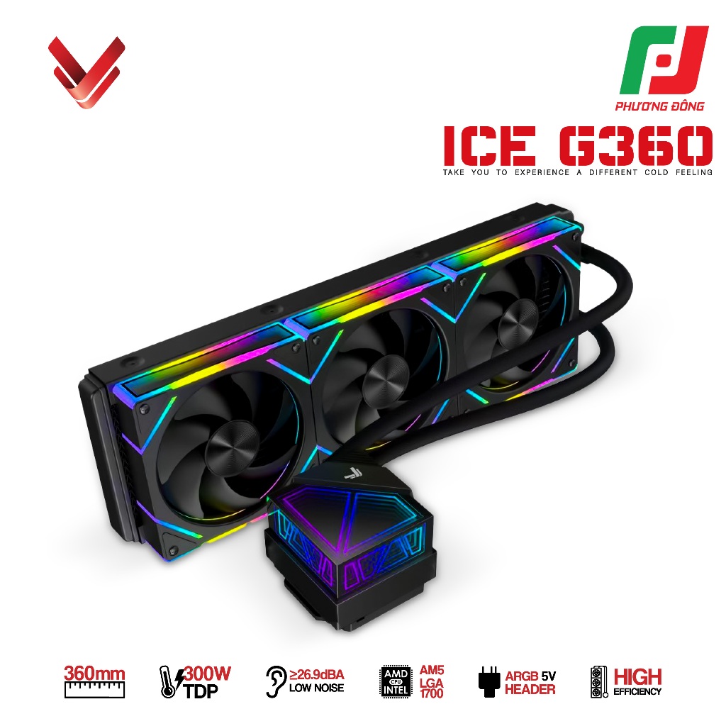 Tản nhiệt nước AIO VSP ICE G360 (black/white)- Tản nhiệt CPU 360mm Led ARGB - CHÍNH HÃNG
