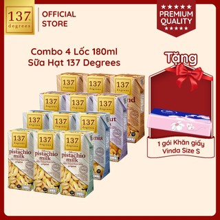   MUA 4 LỐC TẶNG 1 GÓI VINDA SIZE S  Sữa Hạt 137 Degrees 180ML Không Đường Healthy Nhập Khẩu Chính Hãng Thái Lan 