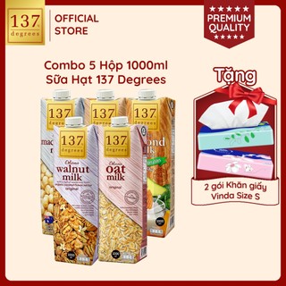   MUA 5 HỘP 1L TẶNG 2 GÓI VINDA SIZE S  Sữa Hạt 137 Degrees Không Đường Healthy Dinh Dưỡng Chính Hãng Thái Lan 
