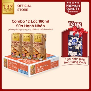   MUA THÙNG 12 LỐC 180ML TẶNG 1 GÓI TREO TƯỜNG  Sữa Hạt Hạnh Nhân Nguyên Chất 180ML137 Degrees Nhập Khẩu Thái Lan 