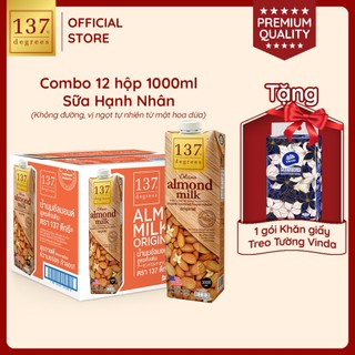   MUA THÙNG 12 HỘP 1L TẶNG 1 GÓI TREO TƯỜNG  Sữa Hạt Hạnh Nhân Nguyên Chất 1 Lít 137 Degrees Nhập Khẩu Thái Lan Dinh Dưỡn 