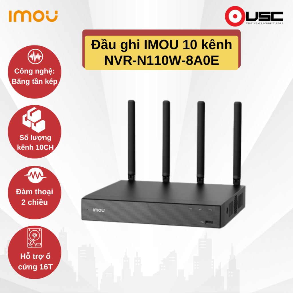 Đầu ghi Imou 10 kênh NVR-N110W-8A0E (Băng Tầng Kép)