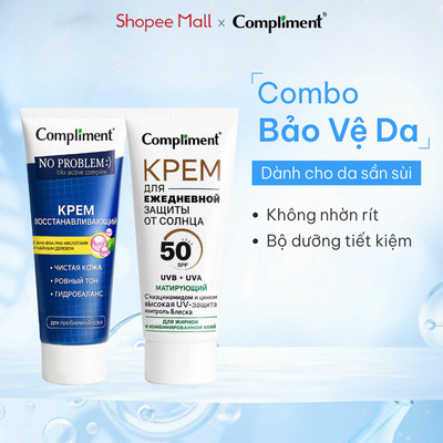 Combo Dưỡng Da Compliment Kem Chống Nắng Nâng Tone + Kem Dưỡng Ẩm AHA Tái Tạo, Làm Dịu