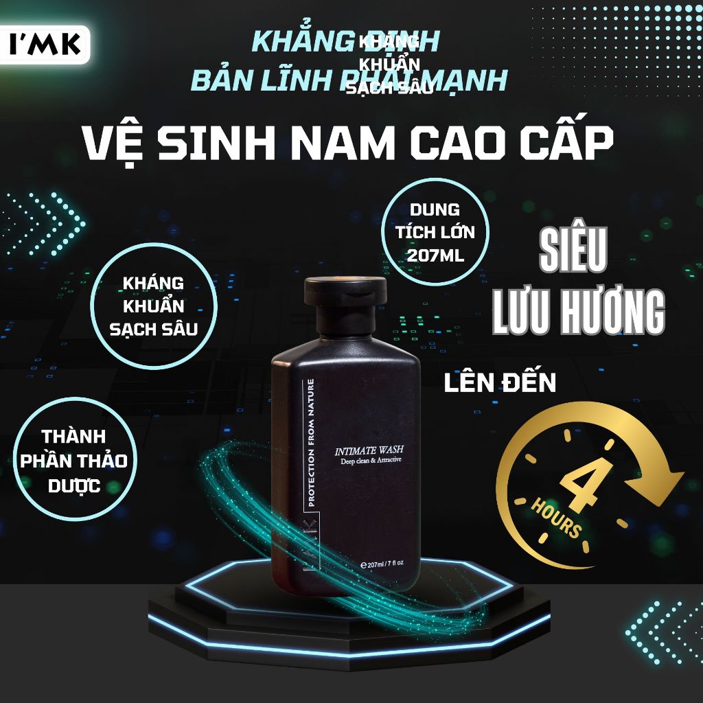 Dung Dịch Vệ Sinh Nam I'MK Intimate Wash Lưu Hương Nước Hoa 4 Giờ - Chiết Xuất Từ Nhụy Hoa Nghệ Tây