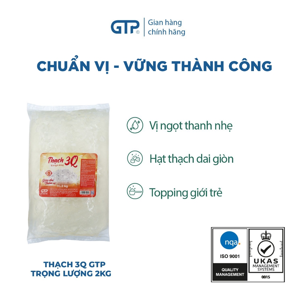 Hạt 3Q GTP (túi 2Kg)  –    Trân châu trắng giòn, thạch 3Q, nguyên liệu pha trà sữa, topping dai ngon