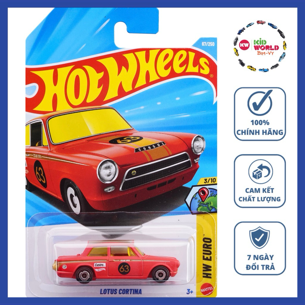 Xe mô hình Hot Wheels basic Lotus Cortina JJJ34.