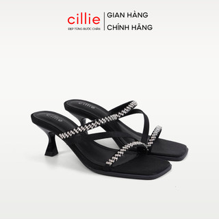  Cillie Guốc Cao Gót Nữ Gót Nhọn Quai Đính Đá Sang Trọng Giày Đi Tiệc Có Lớp Đệm Chân Êm Mềm GU03 