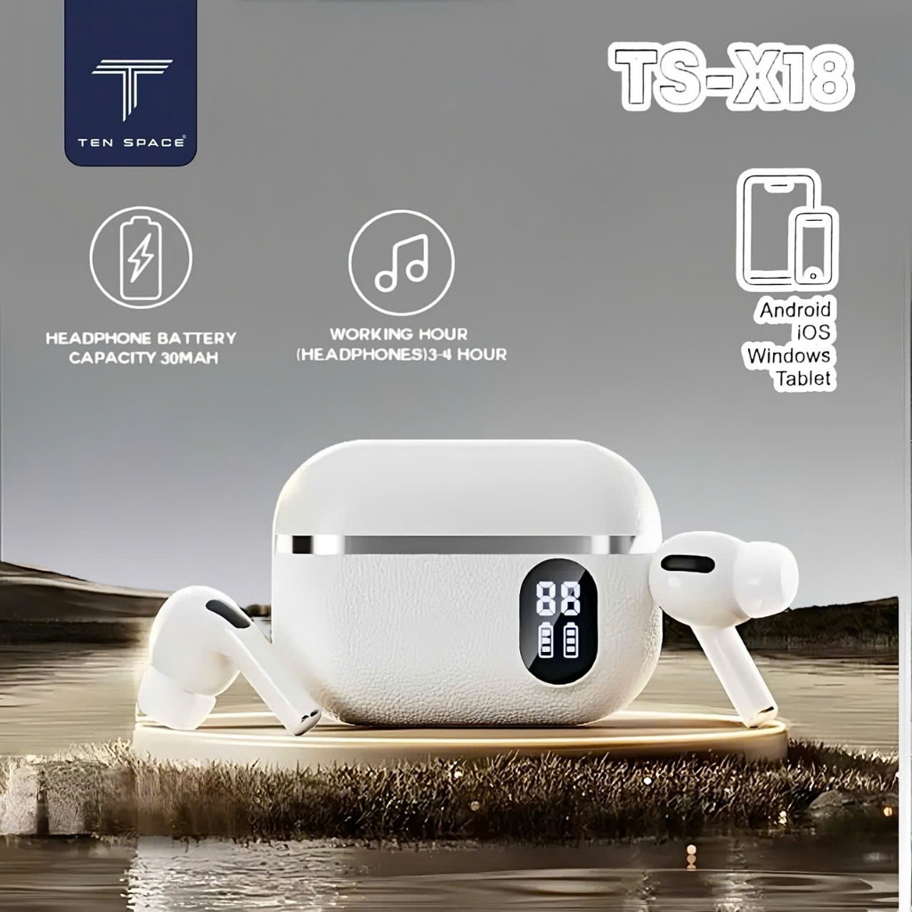 Tai nghe bluetooth TenSpace TS-X18 núm mềm, có hiển thị Pin led Citycase