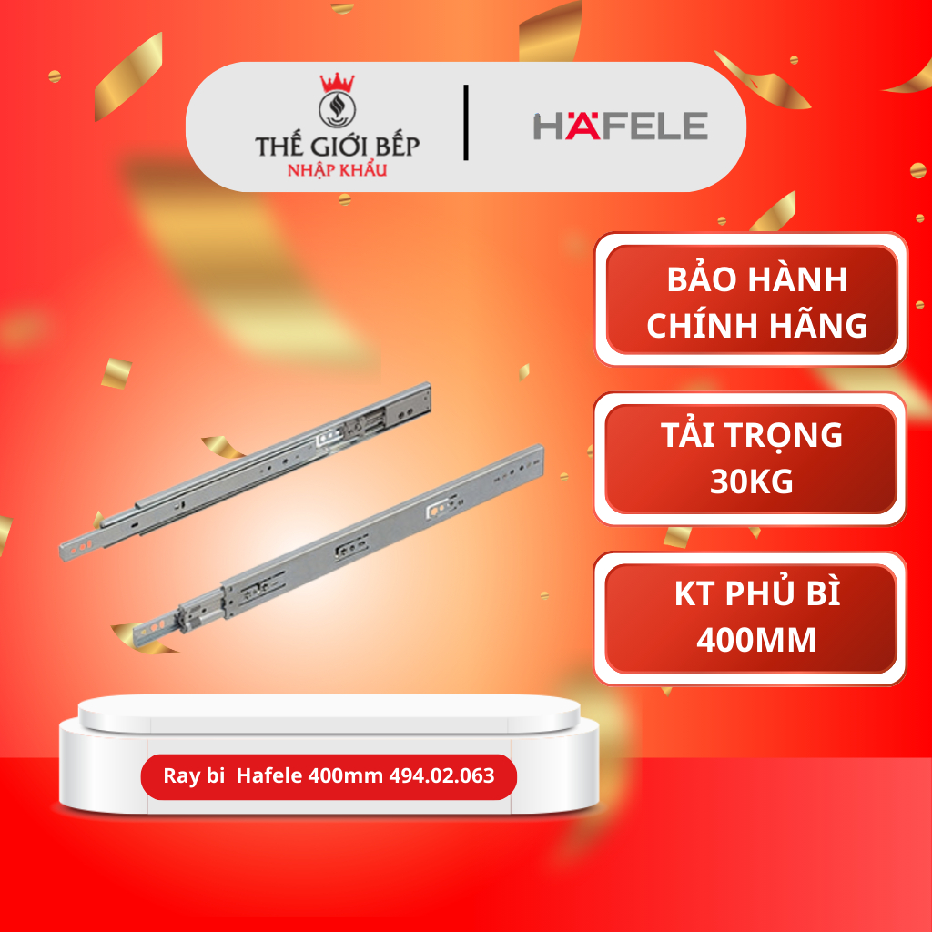 Ray bi giảm chấn Hafele 400mm 494.02.063 - Bi Giảm Chấn Êm & Bền