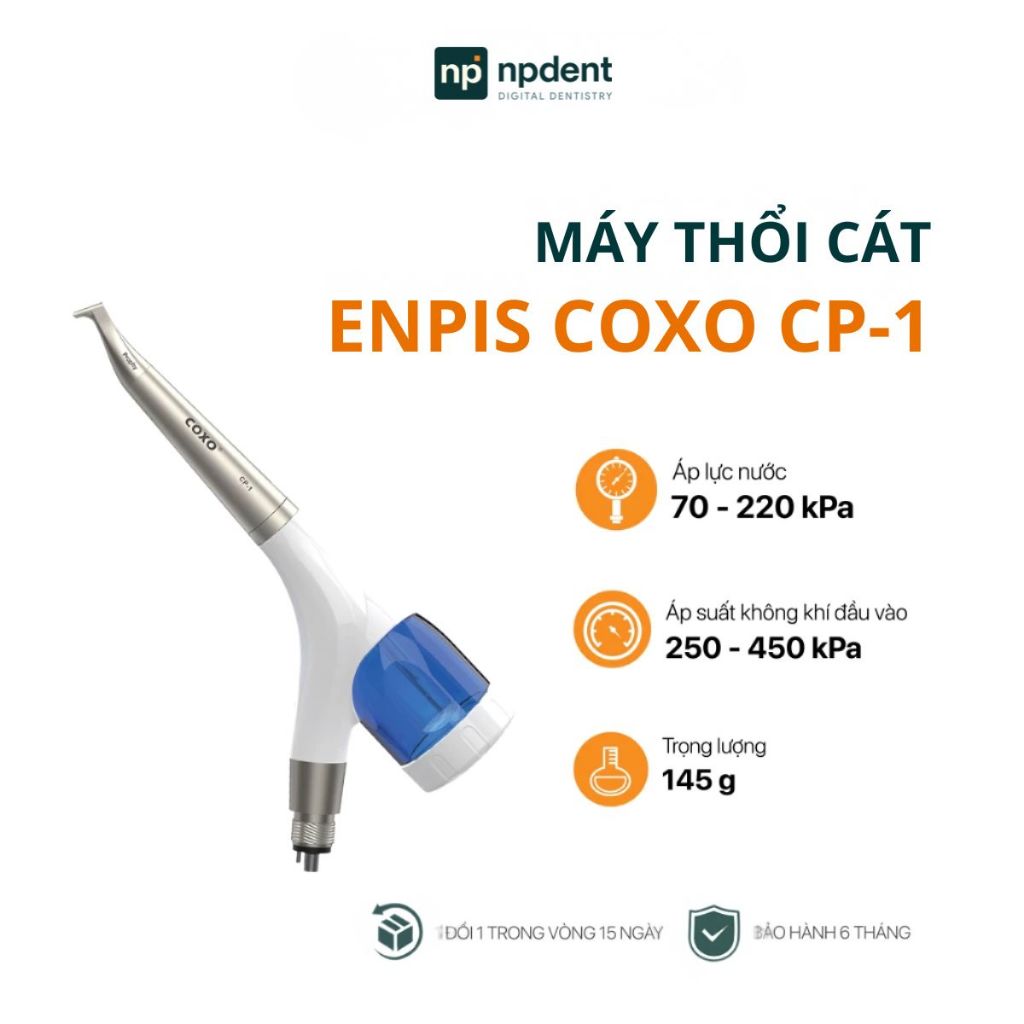 Máy thổi cát Coxo CP-1 NPDENT thiết kế nhỏ gọn, có thể tháo rời, dễ dàng vệ sinh, bảo hành 6 tháng