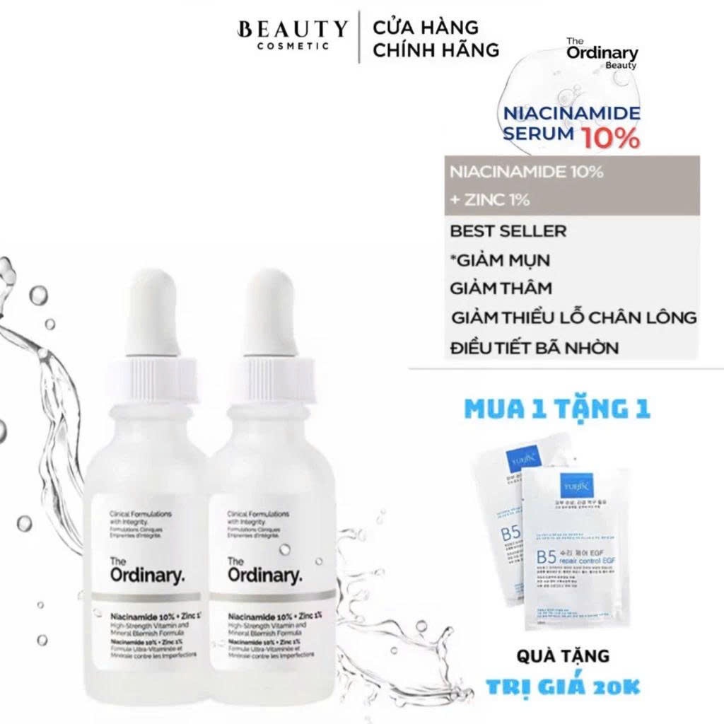 [CHÍNH HÃNG] Serum ngừa mụn, sáng da, se khít, Giảm mụn Niacinamide 10% + Zinc 1% The Ordinary 30ml