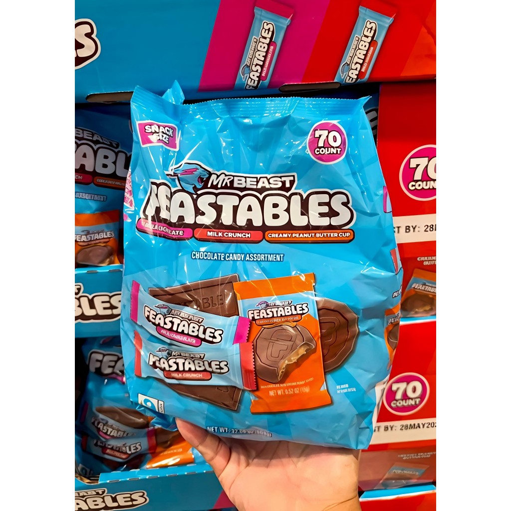 Kẹo Socola Mrbeast Frestables Mix Pack Mỹ 70 thanh mini Club Snack-Size Variety Pack