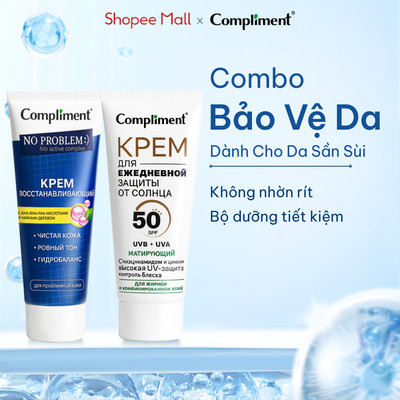 Combo Dưỡng Da Compliment Kem Chống Nắng Nâng Tone + Kem Dưỡng Ẩm AHA Tái Tạo, Làm Dịu