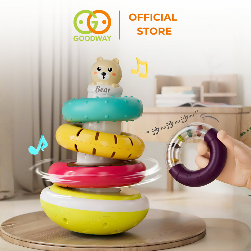 Đồ Chơi Tháp Xếp Chồng Montessori Có Âm Thanh Cho Bé Sơ Sinh Goodway Stacking Rings