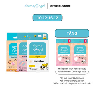  Combo Miếng Dán Mụn Vui Nhộn Derma Angel Acne Beauty Patch - Cute Paws 12 & Perfect Coverage 12 & Day 12 