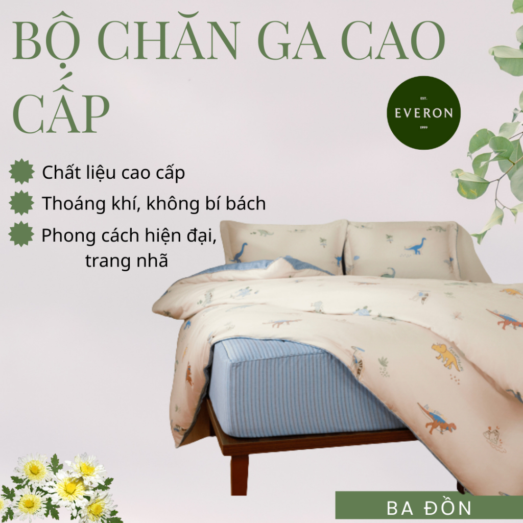 Bộ Ga Chun Chần 4 Mùa CPC26204 Cổ Dài & Ba Sừng Mềm Mịn, Thoáng Khí, Êm Ái, Họa Tiết Động Vật Dễ Thư