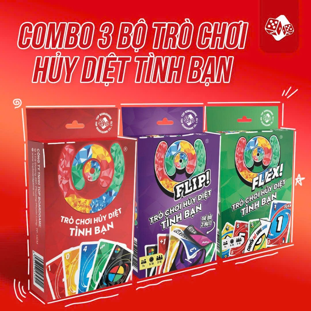 COMBO 3 UNO FLIP, UNO, UNO Flex 330 thẻ bài UNO boardgame vui vẻ cho gia đình và bạn bè