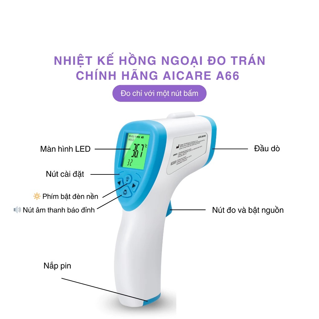 Nhiệt Kế Điện Tử Hồng Ngoại AICARE A66