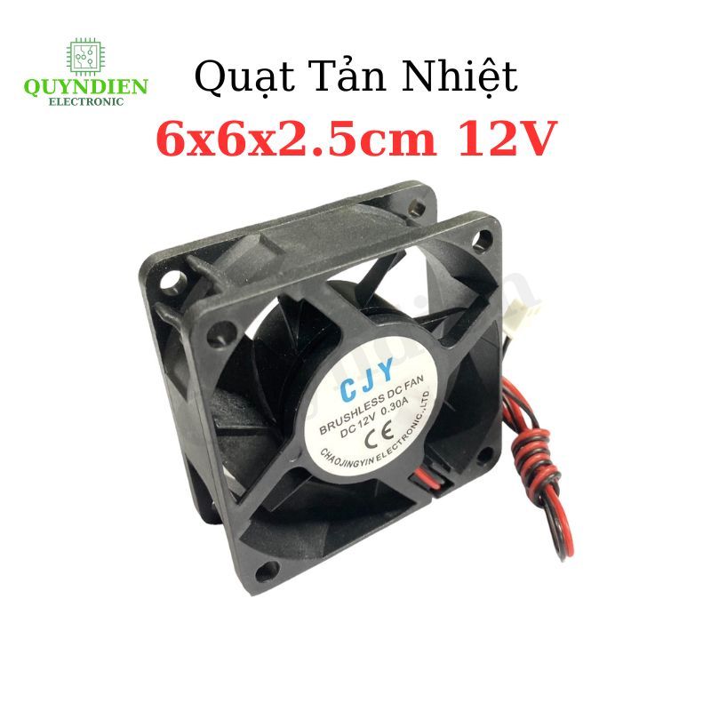 Quạt Tản Nhiệt 12V 6x6x2,5 cm Quạt không chổi than-Linh Kiện điện tử QUỲNH DIỄN