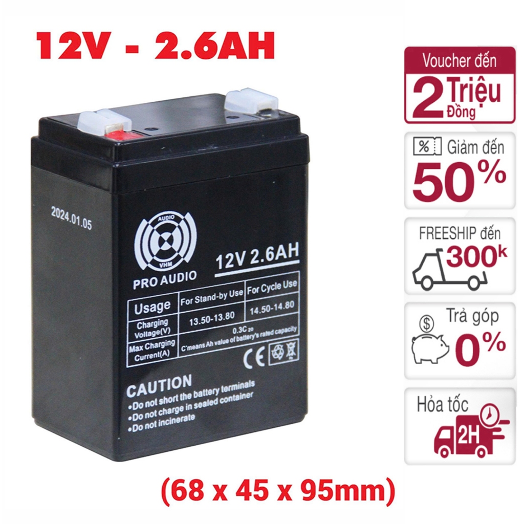 ẮCQUY 12V-2.6AH DÙNG CHO LOA KÉO DX7