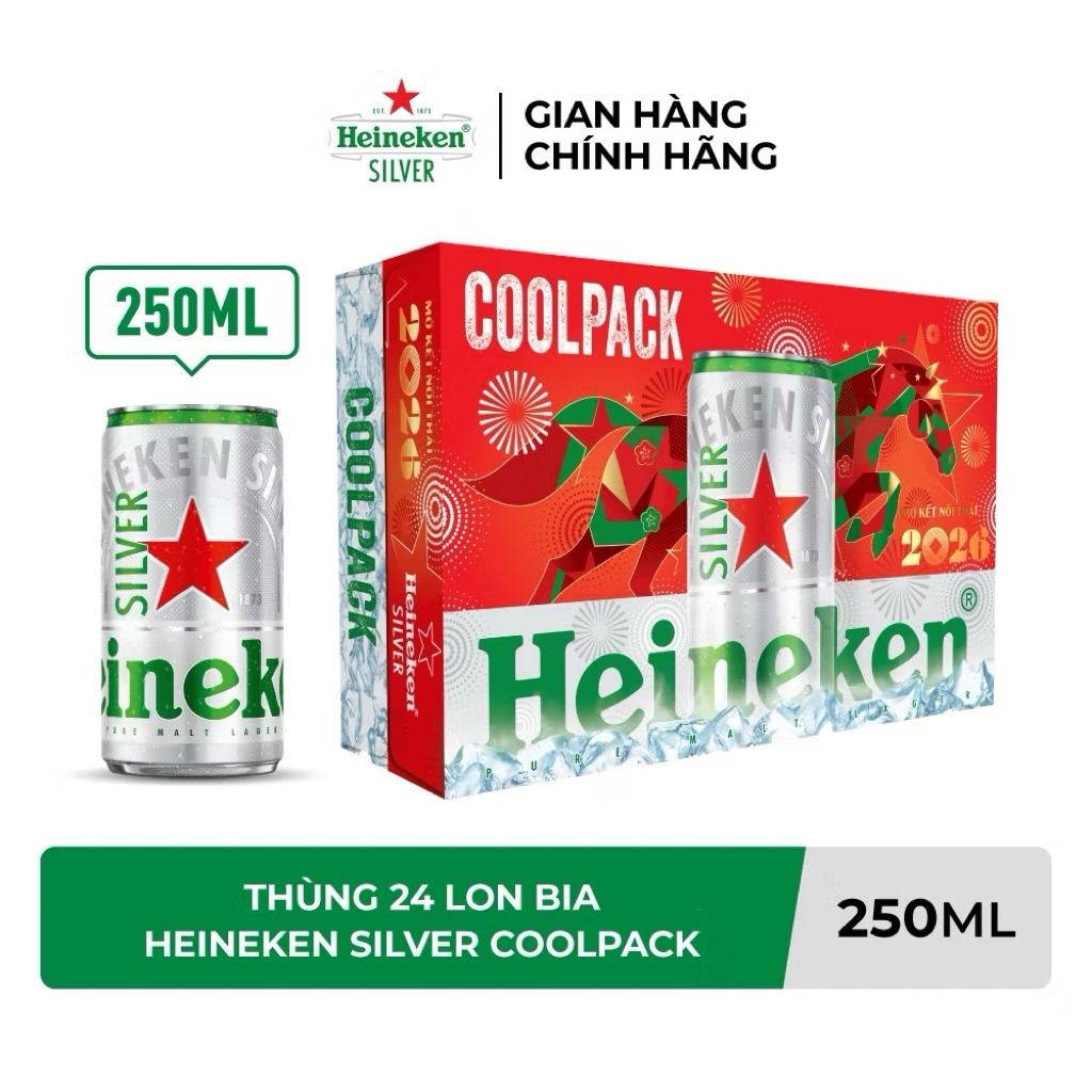 Thùng Bia 24 Lon Heineken Silver 250ml