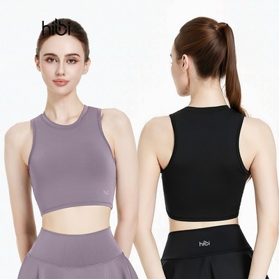 Áo croptop tập Yoga Gym Hibi Sports CR844 Kiểu ba lỗ, kèm mút ngực, chất vải cao cấp Lu Fabric