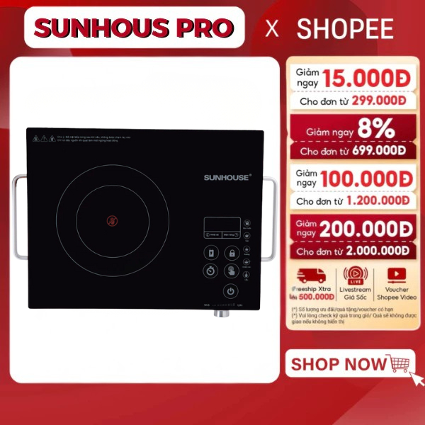 Bếp Hồng Ngoại SUNHOUS SHD6017 - Công Suất 2000W, Cảm Ứng, Nấu Đa Năng, Bảo Hành 12 Tháng