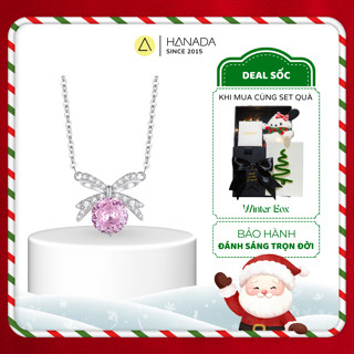   VOUCHER 30K - NEW PRODUCT  Dây chuyền Bạc 925 Hanada Nơ Đính Đá - Đá Chủ 6 MM Vòng Cổ Quà Tặng Mang hằng ngày 2547 