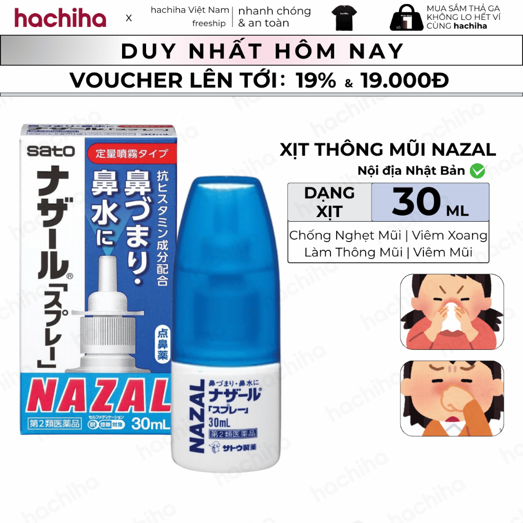 Xịt Xoang Mũi Xịt Mũi NAZAL SATO Nội Địa Nhật Bản Lọ 30ml