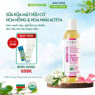  Sữa rửa mặt hữu cơ hoa hồng & hoa nhài Alteya Organic 150ml - Làm sạch dịu nhẹ phục hồi & dưỡng ẩm chứng nhận USDA 