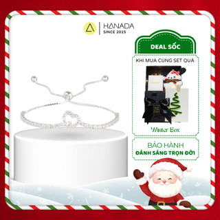   QUÀ TẶNG NOEL  Lắc Tay Bạc 925 HANADA Trái Tim Vô Cực Freesize Tùy Chỉnh Vòng Tay Dây Rút Đính Đá Lấp Lánh 1368 K18 