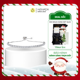   QUÀ TẶNG NOEL  Lắc Tay Bạc 925 HANADA Đính Đá CZ 6A  Bảo Hành Đánh Sáng Trọn Đời  Dây Rút Tùy Chỉnh 0243 