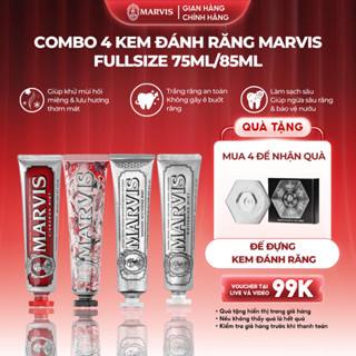   Mua 4 Tặng 2 Quà  Kem Đánh Răng Marvis FullSize Tuýp 75 85ML - Làm Trắng An Toàn Giảm Ố Vàng 
