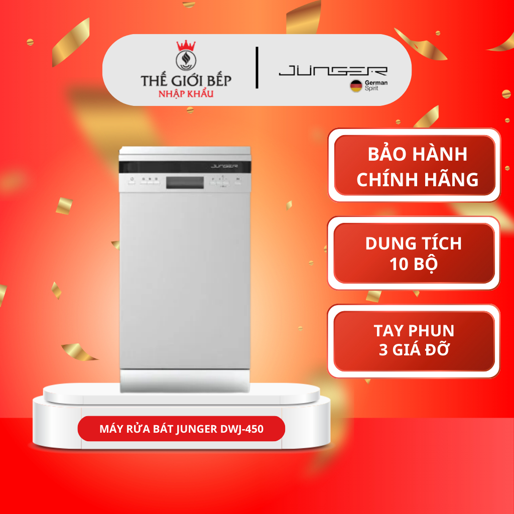 MÁY RỬA BÁT JUNGER DWJ-450 – Vòi Phun 3 Chiều, Tiết Kiệm Điện Nước, An Toàn Chống Tràn