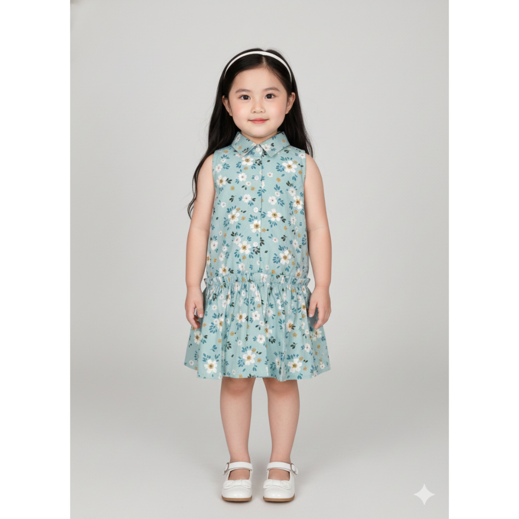 Hqlens Váy Bé Gái Đuôi Cá 4-10 Tuổi Sát Nách Chất Thô Hoa, Đầm Hoa Nhí Tím Xanh Thời Trang Cao Cấp, 