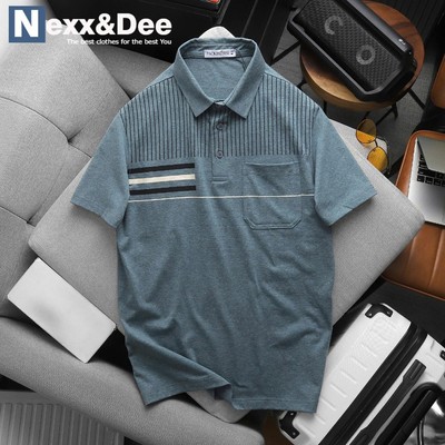 Áo thun POLO nam sọc ngang cá sấu có túi trung niên big size 3xl Nexx&Dee CS45