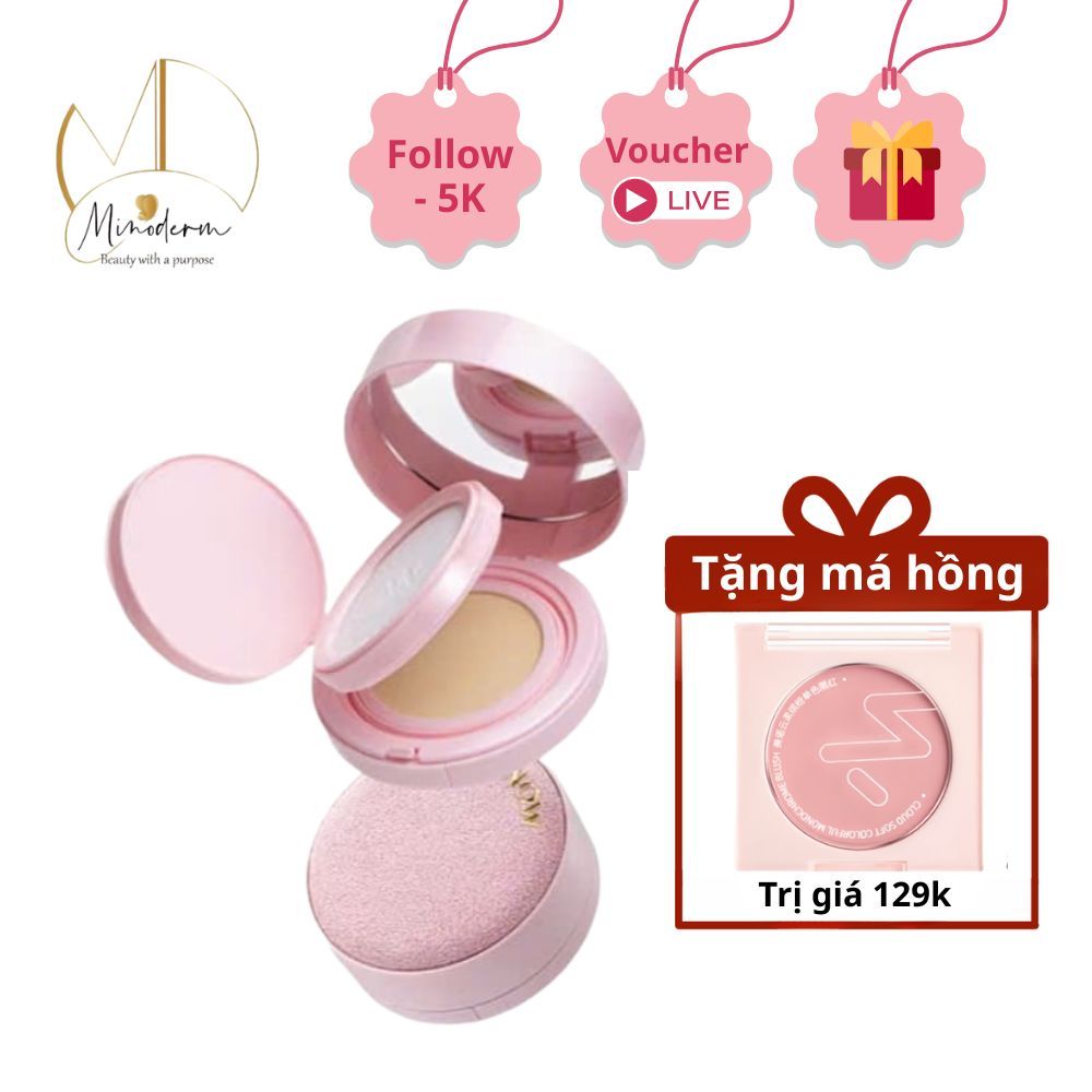 Cushion kèm phấn phủ 2in1 MENOW Light Makeup Powder Cushion Powder Cream  kiềm dầu, dưỡng ẩm