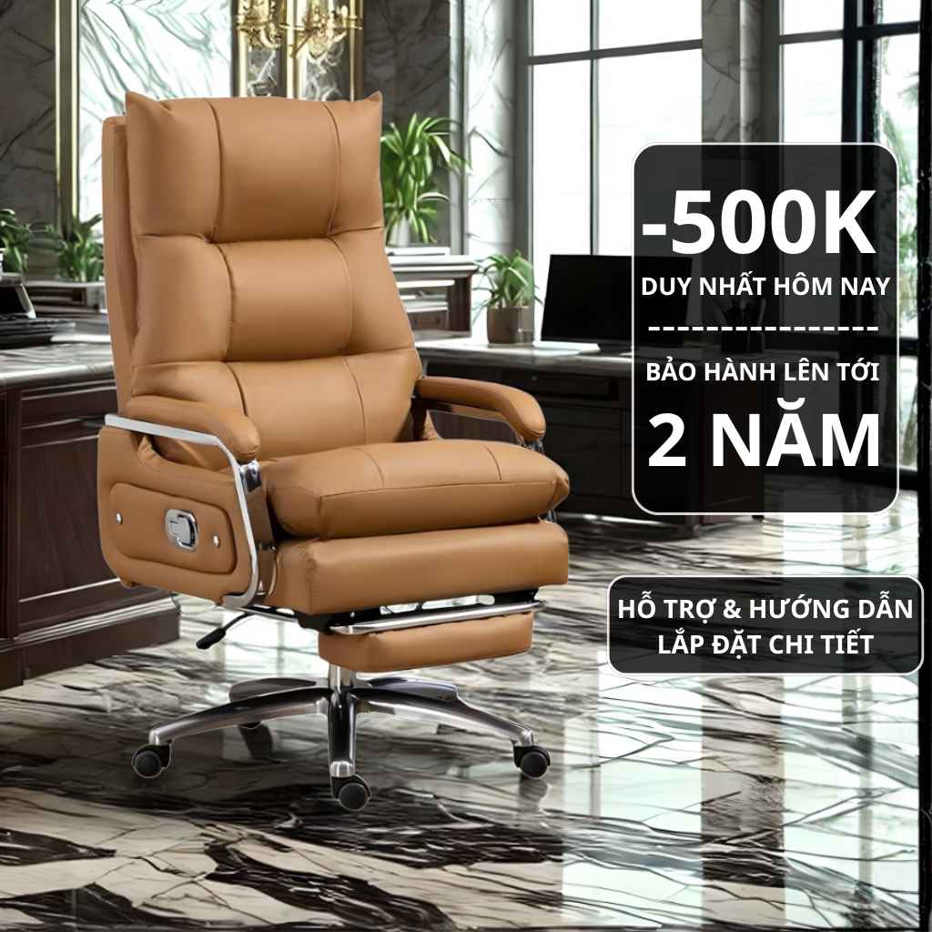 Ghế văn phòng Ghế giám đốc massage 7 chế độ Ghế xoay văn phòng bọc da PU êm ái An Home Pehouse