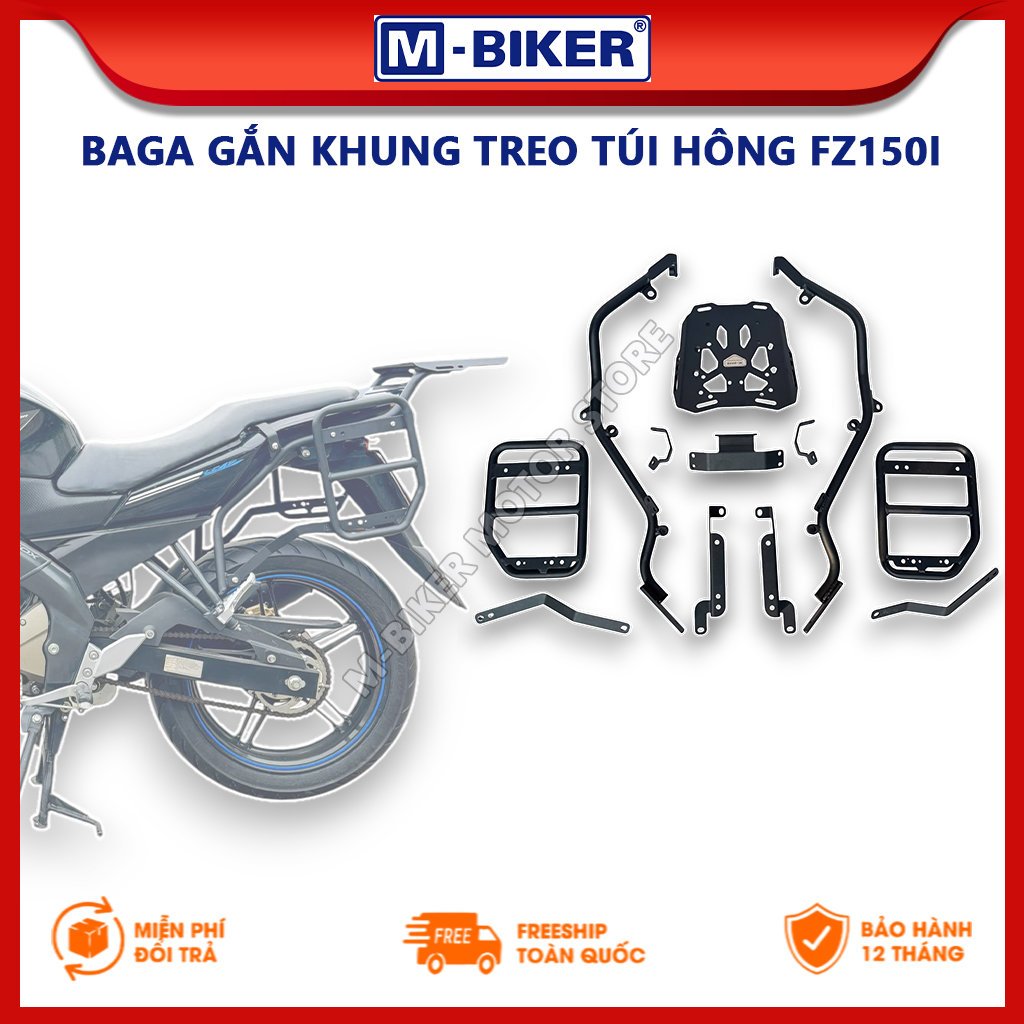 M-Biker | Baga Fz150, Baga hông Fz150, Khung túi hông Fz150, Baga sau gắn khung túi hông Fz150