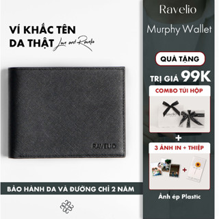 Ví nam khắc tên Murphy da bò thật Ravelio cao cấp da Saffiano fullbox làm quà tặng người thương V103 