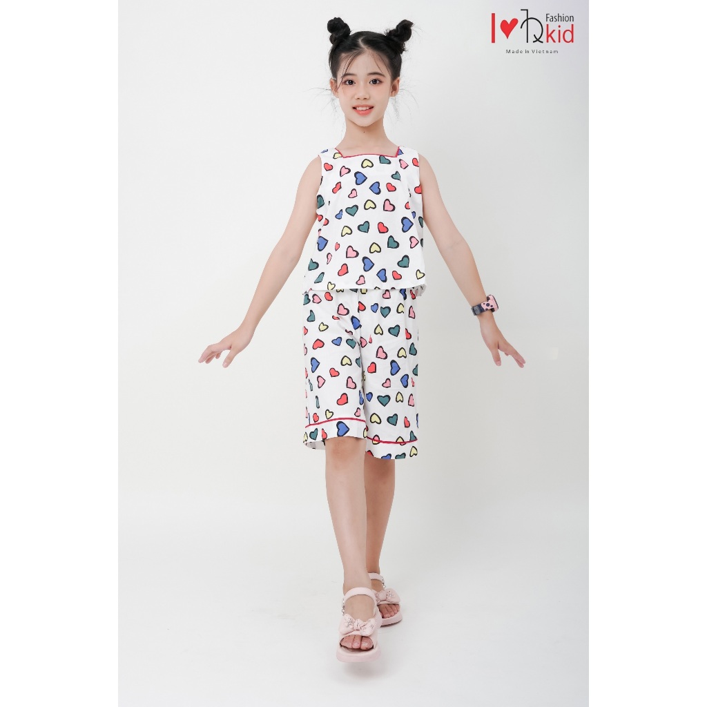 Hqlens Bộ Bé Gái 6-12 Tuổi Sát Nách Quần Lửng Chất Thô Hoa Cao Cấp, Đồ Bộ Mặc Nhà/Đi Chơi Mát Mẻ, Th