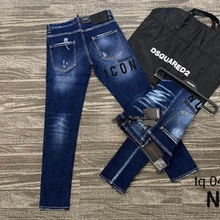  Quần Jean Nam Xanh DSQ2 Icon Phối Dọc Ngang Đen Trơn Vẩy Sơn Quần Bò Xanh DSQ IION Phối Vẩy Sơn Màu Pha Bạc 